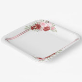 Bourgogne en Roos Floral Wedding Papieren Bordje (Gebogen)