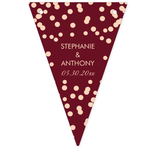 Bourgogne en Roos Gold Confetti Wedding Vlaggetjes (Tweede vlag)