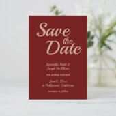 Bourgogne en Roos Gold Damask Save the Date Kaart (Staand voorkant)