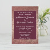 Bourgogne en Roos Gold Foil verbinding Wedding Kaart (Staand voorkant)