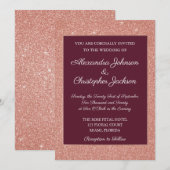 Bourgogne en Roos Gold Glitter en Sparkle Wedding Kaart (Voorkant / Achterkant)