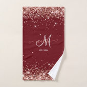 Bourgogne en Roos Gold Glitter Family Monogramed Handdoek (Handdoek)