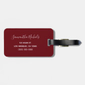 Bourgogne en Roos Gold Glitter Girly Signature Bagagelabel (Achterkant horizontaal)