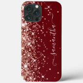 Bourgogne en Roos Gold Glitter Girly Signature Case-Mate iPhone Case (Achterkant)