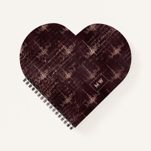 Bourgogne en Roos Gold  kalligrafie Notitieboek (Voorkant)