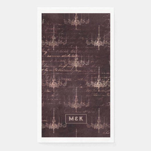 Bourgogne en Roos Gold kalligrafie Servet (Voorkant)