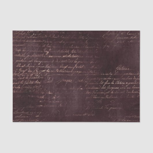 Bourgogne en Roos Gold kalligrafie Tissuepapier (Voorkant)