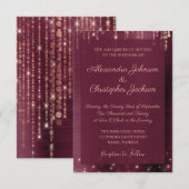 Bourgogne en Roos Gold Sparkle Wedding Kaart (Voorkant / Achterkant)