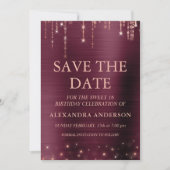 Bourgogne en Roos Gold Sweet 16 Save the Date Kaart (Voorkant)