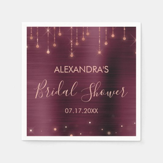 Bourgogne en Roos Gold Vrijgezellenfeest Servet (Voorkant)