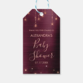 Bourgogne en Roos Goud Baby shower Cadeaulabel (Voorkant)