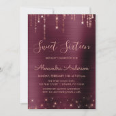 Bourgogne en Roos Goud Sweet Zestien Verjaardag Kaart (Voorkant)