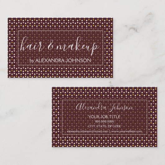 Bourgogne en Roos Gouden Haar en Make-up Visitekaartje (Voorkant / Achterkant)