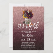 Bourgogne en Roos goudherfst Floral Jar Baby showe Kaart (Voorkant)