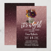 Bourgogne en Roos goudherfst Floral Jar Baby showe Kaart (Voorkant / Achterkant)