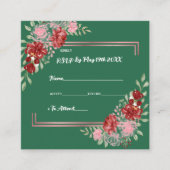 Bourgogne en Roos op groen huwelijk Informatiekaartje (Voorkant)