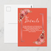 Bourgogne en Roos op het huwelijk met Bright Coral Briefkaart (Voorkant / Achterkant)