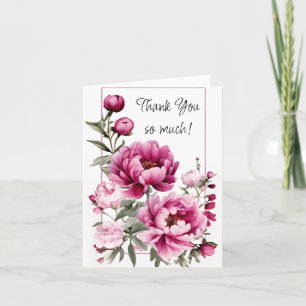 Bourgogne en roze bloemen met Lijst Bedankkaart