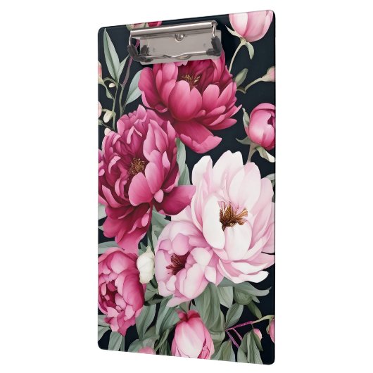 Bourgogne en roze bloemen op zwart klembord (Links)