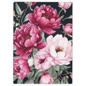 Bourgogne en roze bloemen op zwart klembord (Achterkant)