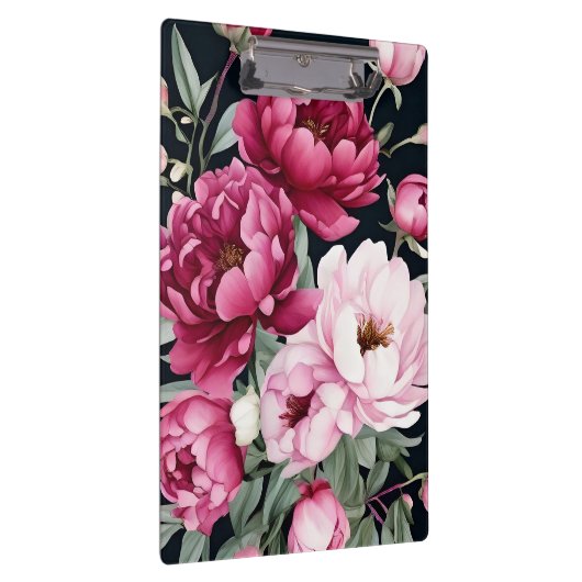 Bourgogne en roze bloemen op zwart klembord (Rechts)