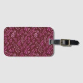 Bourgogne en roze bloemen tropische blad patroon bagagelabel (Voorkant (horizontaal))