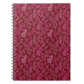 Bourgogne en roze bloemen tropische blad patroon notitieboek (Voorkant)