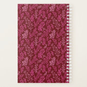 Bourgogne en roze bloemen tropische blad patroon planner (Achterkant)