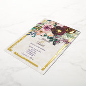 Bourgogne en roze bruine bruidsschat bruiloft folie uitnodiging (Gedraaid)