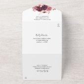 Bourgogne en roze Floral 8A bruiloft All In One Uitnodiging (Buitenkant)