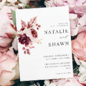 Bourgogne en roze Floral 8A bruiloft Kaart