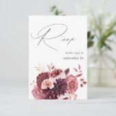 Bourgogne en roze Floral 8A w Meal RSVP (Staand voorkant)