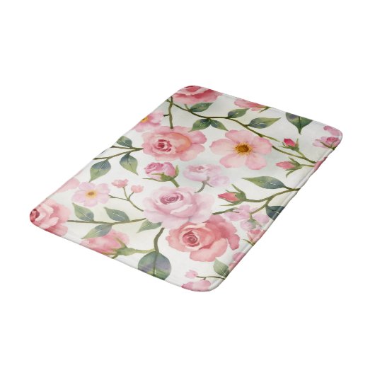 Bourgogne en roze Floral Badmat (Gekanteld)