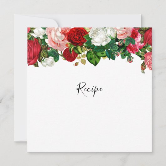 Bourgogne en roze Floral Garland Recipe Card (Voorkant)