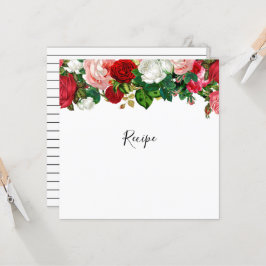 Bourgogne en roze Floral Garland Recipe Card