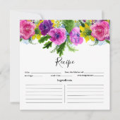 Bourgogne en roze Floral Garland Recipe Card (Voorkant)