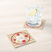  Bourgogne en roze Floral Ontworpen Kartonnen Onderzetters (Insitu)