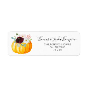 Bourgogne en roze Floral Pumpkin Thanksgiving Retu Etiket