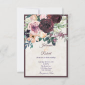 Bourgogne en roze florale bruinbruidster kaart (Voorkant)