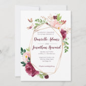 Bourgogne en roze Geometrische Waterverf Weddensch Kaart (Voorkant)