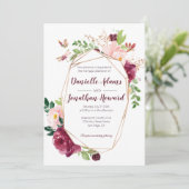 Bourgogne en roze Geometrische Waterverf Weddensch Kaart (Staand voorkant)