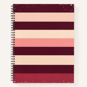 Bourgogne en roze grunge strepen notitieboek