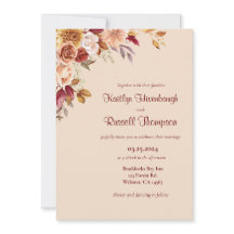 Bourgogne en roze Herfst bloemenbruiloft uitnodigi