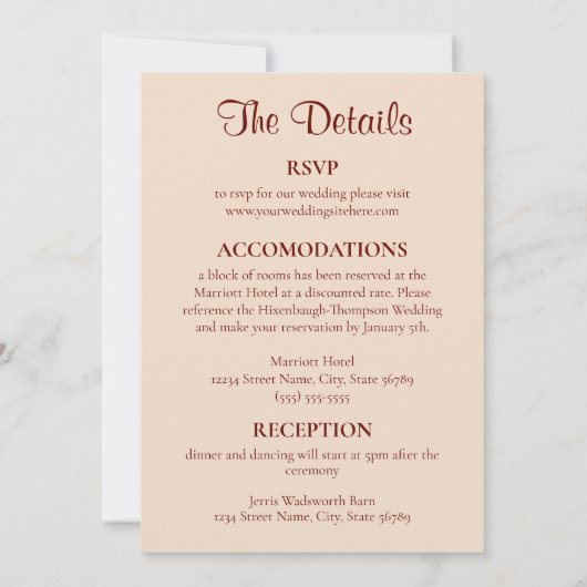 Bourgogne en roze Herfst bloemenbruiloft uitnodigi Kaart (Achterkant)