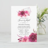 Bourgogne en roze Herfst Bridal of Baby shower van Kaart (Staand voorkant)