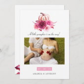 Bourgogne en roze herfst Herfst Fotozwangerschap Aankondiging (Voorkant / Achterkant)