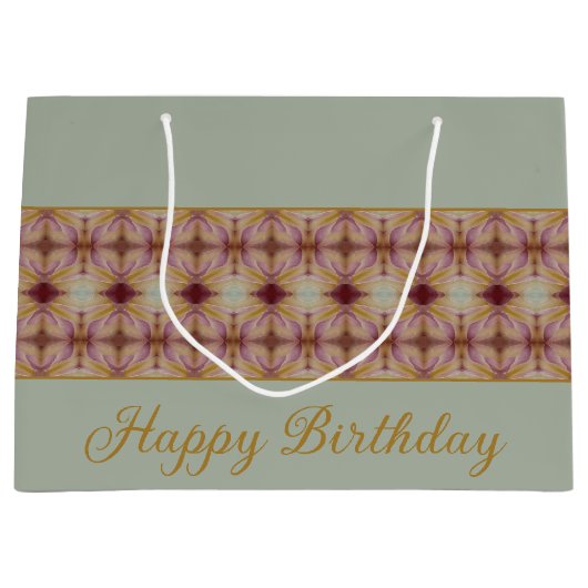 Bourgogne en roze met Blauwgroen Groot Cadeauzakje (Voorkant)