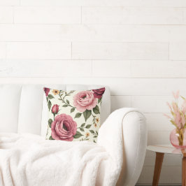 Bourgogne en roze roos Kussen