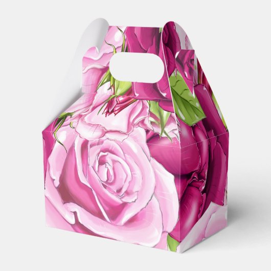 Bourgogne en roze rozen bedankdoosjes (Voorkant Zijde)