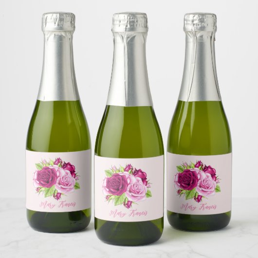 Bourgogne en roze rozen sparkling wijnetiket (Flessen)